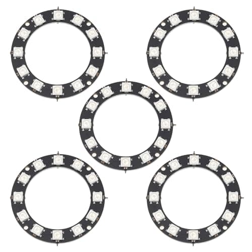 Image of The Lord of the Tools 5pcs RGB LED Ring 12 Bit RGB LED Strip Light WS2812 5050 LEDs for LED Walls Advertising Karaoke Wedding Decorations Compatible with 5V Logic Level Microcontroller