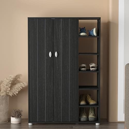 Image of GFW Bideford Tall Shoe Cabinet Warm Grey Oak