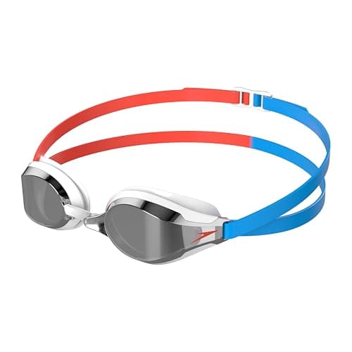 Image of Speedo Unisex-Adult Fastskin Speedsocket 2 Swimming Goggles | Competitive Racing Goggles | Anti-fog | Anti-leak Goggles, Siren Red/Picton Blue/Smoke, One Size