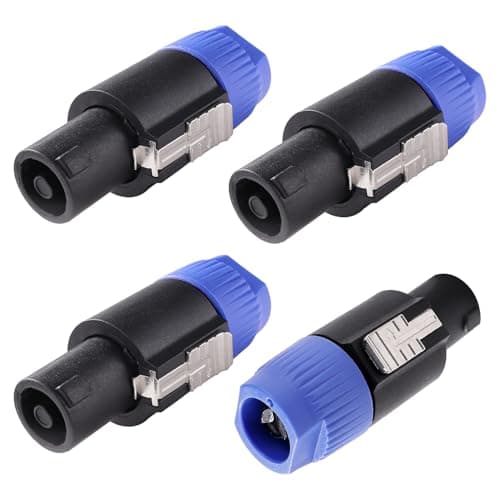 Image of KUOQIY 4 PCS 4 Pole Speakon Male Connector, Twist-Lock Speaker Plug, Speakon Cable Adapter Connectors, with Screwdriver, Compatible with NL4MP, NL4MPR, NL4FC, NL4FX, NLT4X, Blue