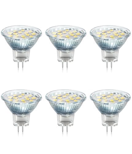 Image of Akynite MR11 GU4 2W LED Cool White 6000K, 35mm Small Size, 250LM, AC DC 12V-24V, 120° Angle with Glass Cover, MR11 10W-20W Halogen Replacement, No Flicker GU4 12V Spotlight Under Cabinet Bulb, 6pcs