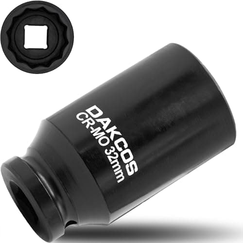 Image of DAKCOS 32mm Socket 1/2" Drive 12 Ponit Impact Wrench Deep Socket Drive Shaft Tool Power, CR-MO