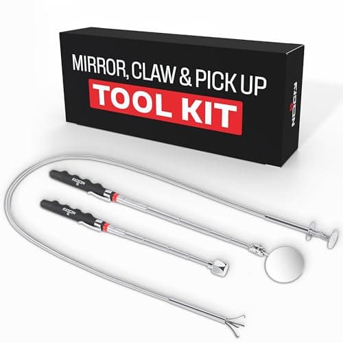 Image of NoCry Pick-up Tool Set - Includes Telescoping Inspection Mirror, Flexible Claw Grabber and Extendable Magnet Pick-up Tool