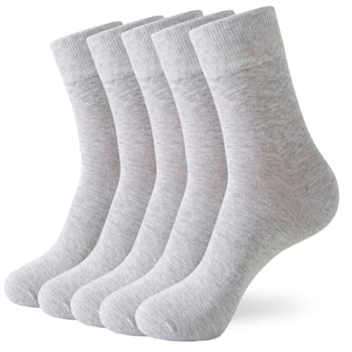 Image of Josnown Men Cotton Socks, 5 Pairs Basic Crew Socks Soft Breathable, Classic Colours for Business Office and Casual Everyday Wear, Size UK 7-10