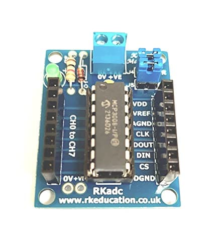 Image of Rk Education RKadc analogue to digital converter ADC module with MCP3008/MCP3208 for Arduino, PICAXE, Raspberry PI, BBC Micro:bit (RKadc with MCP3008)