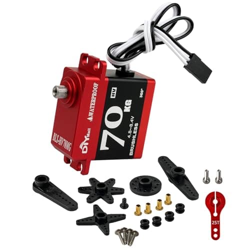 Image of DIYmall 70kg Digital Servo Waterproof High Torque Brushless Motor Steel Gear Servo with 25T Metal Horn for 1/8 1/10 RC Car/Robot/Boat/Plane (360 Degree Continuous Rotation)