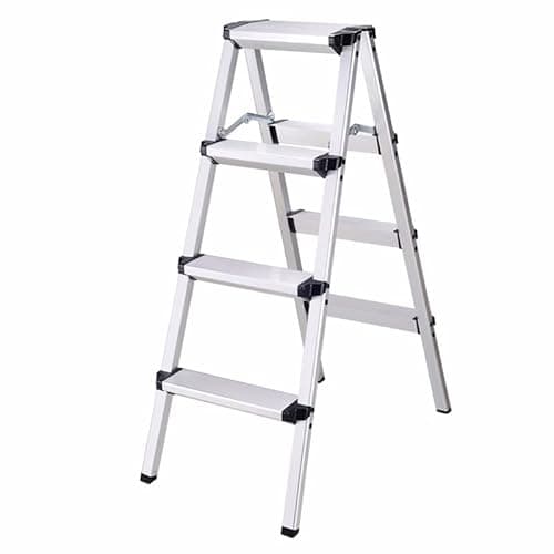 Image of Aluminium Step Ladder up to 150 kg, with Non-Slip Steps, Double-Sided Aluminium, Folding, 4 Steps