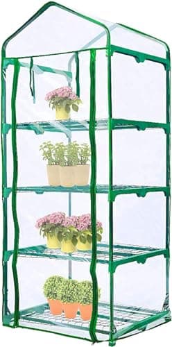 Image of LATERN 4 Tier Greenhouse Replacement Cover, 160CM x 70CM x 50CM Clear PVC Small Plant Grow House Cover with Roll-Up Zipper Door for Plants Cold Frost Protection Wind Rain Proof (Frame NOT Include)