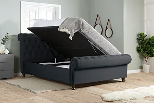 Image of Birlea Furniture Castello Side Ottoman Storage Bed, Fabric - King Size, Charcoal