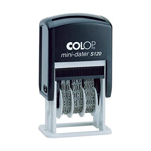 Image of COLOP S120 Mini Dater Stamp - Black Ink | 104732 | 4mm Adjustable Self-inking Date Stamp | Manually Adjustable - Runs for 12 Years