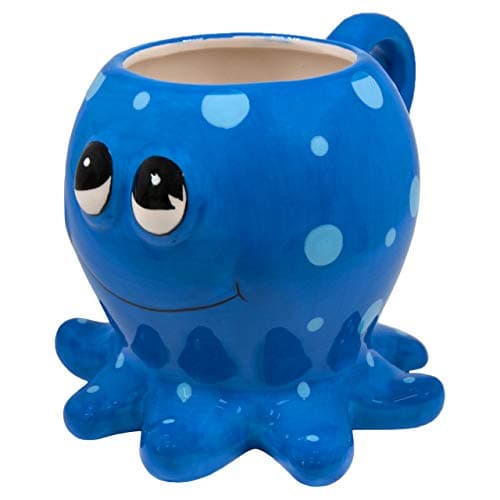 Image of Deluxebase Crockery Critters Octopus Mug from Hand-Painted Animal Shaped Cup for Tea or Coffee. Fun Novelty Gift for Adults or Kids, Ceramic Home Ware & Cute Kitchen Accessories.