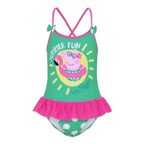Image of Peppa Pig Girls Swimming Costume Swimsuit - Summer Fun - 18-24 Months Green