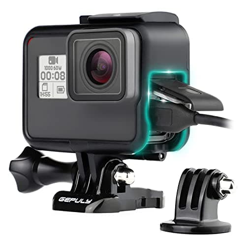 Image of GEPULY Frame Mount Housing Case for GoPro Hero 7 Black/Silver/White, Hero 6/5 Black, Hero (2018) Cameras Easy Charging- Includes Quick Release Buckle&Tripod Adapter
