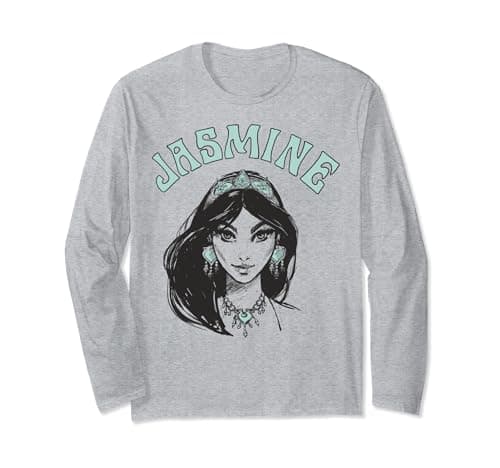 Image of Disney Aladdin Live Action Jasmine Face Portrait Sketch Long Sleeve T-Shirt