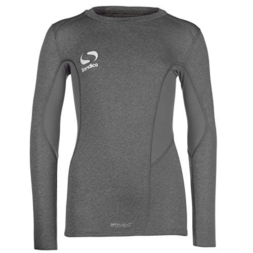 Image of Sondico Kids Long Sleeve Core Base Layer Compression Fit Sports Top Junior Boys Tshirt (Grey Marl, 9-10 Yrs)