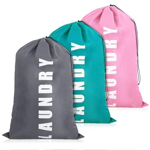 Image of saerryor 3 Pack Travel Laundry Bag 91CM×61CM Large Laundry Bags Foldable Portable with Drawstring, Cord Dirty Clothes Bags for Home, Travel, Camping, Bathroom, Dormitory, Caravan