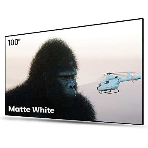 Image of AWOL VISION 100 inch Projector Screen Fixed Frame, 1.3 dB Peak Gain, 80% Picture Quality Improved, 4K / 8K Ultra HD, HDR & Active 3D Movie Wall Mount Projector Screen, Matte White material, MW-100