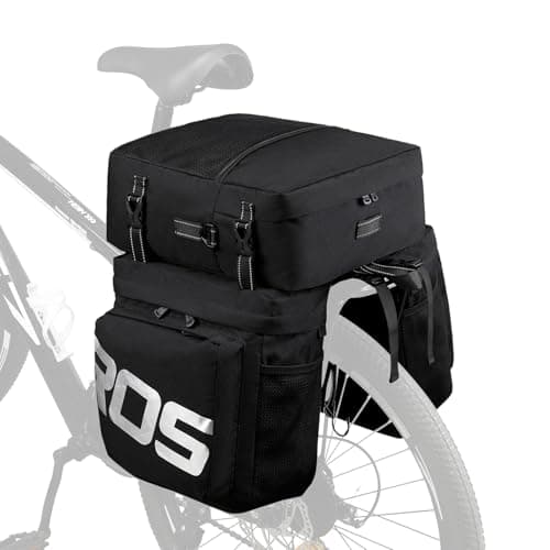 Image of Roswheel 14892 3 in 1 Multifunction Bike Bicycle Rear Rack Panniers Back Seat Cargo Trunk - Black