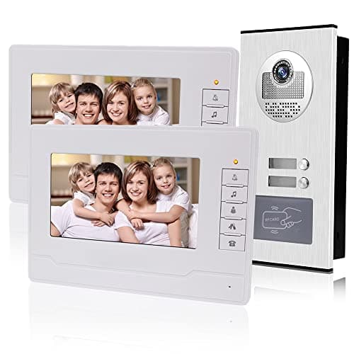 Image of KDL Home 7" RFID Video Doorbell Intercom Door Phone System 2 Monitors with 1 IR Camera Night Vision 800x480 High Resolution for Multi Apartments/Families