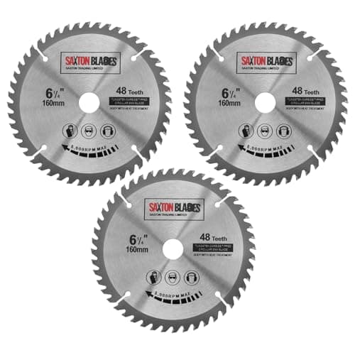 Image of Saxton TCT Circular Wood Saw Blades 160mm x 48T x 20mm Bore Compatible with Festool TS55 Bosch Makita (Pack of 3)