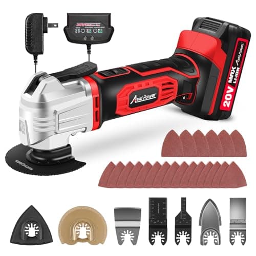 Image of AVID POWER Cordless Oscillating Tool 20V Battery Powered Oscillating Multitool with 2.8° Oscillation Angle, Variable Speed Oscillating Saw w/ 31Pcs Accessories for Scraping/Cutting & Sanding