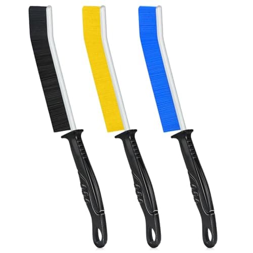 Image of Hmseng Crevice Cleaning Brush, 3pcs Long Handle Scrubbing brush, Grout brush, Multifunctional Bathroom Tile Groove Gap Thin brush for Narrow Corners in home Kitchen and Window Groove