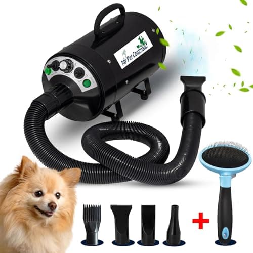 Image of My Pet Command 220V Professional Dog Hair Dryer Blaster 500W-2800W 4HP Hot and Cold Adjustable stepless Airflow Pet Grooming High Velocity Air Blower blaster Drying Deshedding extra Dog Grooming Brush