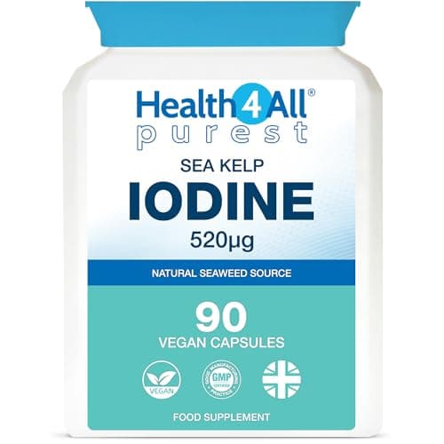 Image of Health4All Sea Kelp Iodine 90 Capsules, High Strength 520mcg Iodine, Purest Natural Sea Kelp Supplement Capsules (not Tablets) | Made in UK