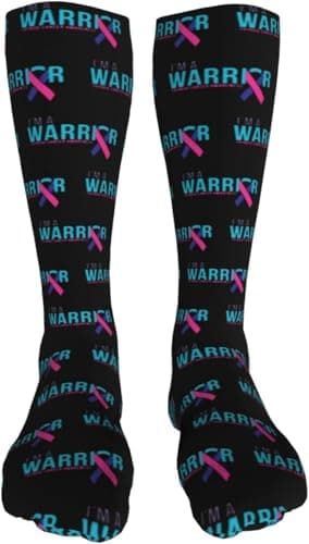 Image of HLBSDM I'm a Warrior Thyroid Cancer Awareness Casual Long Socks for Men's and Women's Winter Warm