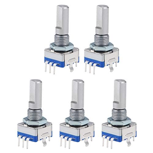 Image of sourcing map 360 Degree Rotary Encoder Code Switch Digital Potentiometer EC11 5 Pins 20mm D-Shaft 5pcs