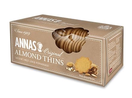 Image of Annas Almond Thins - Classic Almond Cookies - Rich & Delicious - Perfect Food Gift for Biscuit Lovers - Seweden's Most loved pepparkakor (3 Packets)