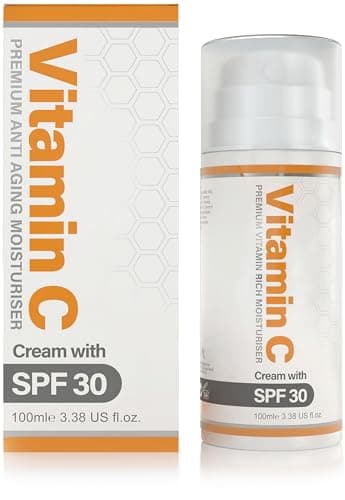 Image of Vitamin C Cream with SPF30 - (Double Size) 100ml | Made in the UK - Anti Aging Face Cream, Reduces Redness and Improves Skin Tone | Fragrance Free | Cruelty Free