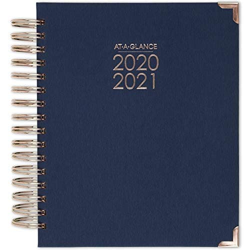 Image of AT-A-GLANCE Academic Planner 2020-2021, At-A-Glance Daily & Monthly Planner, 7" x 8-3/4", Medium, Hardcover, Harmony, Navy (6099-806A-20)