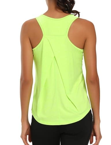 Image of Dawnrole Gym Tops for Women Sleeveless Yoga Fitness Shirts Racerback Sports Top Women Fluorescent Yellow