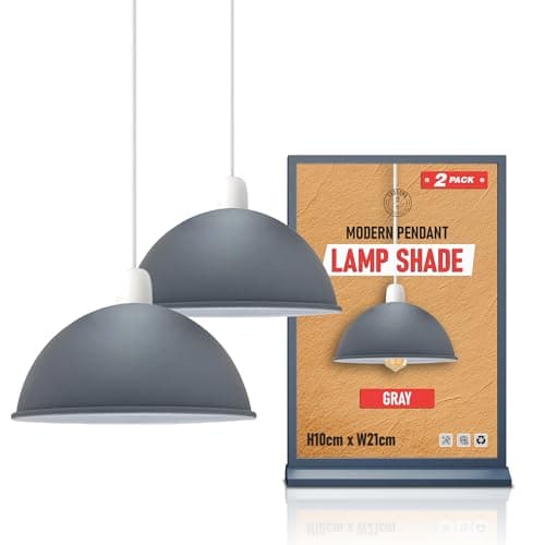Image of LEDSONE Easy Fit Light Shade, Vintage 2 Pack of Metal 21cm Dome Shaped Ceiling Light Shade Pendant Light Lampshade for Living Rooms bedrooms Kitchen Dining Room Restaurant Cafe