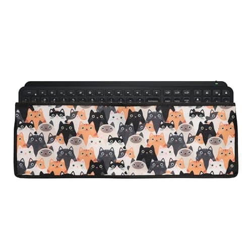 Image of kwmobile Keyboard Dust Cover Compatible with Logitech MX Keys Wireless Cover - 46.6 x 14.8 cm Bluetooth Keyboard Protector - Cats