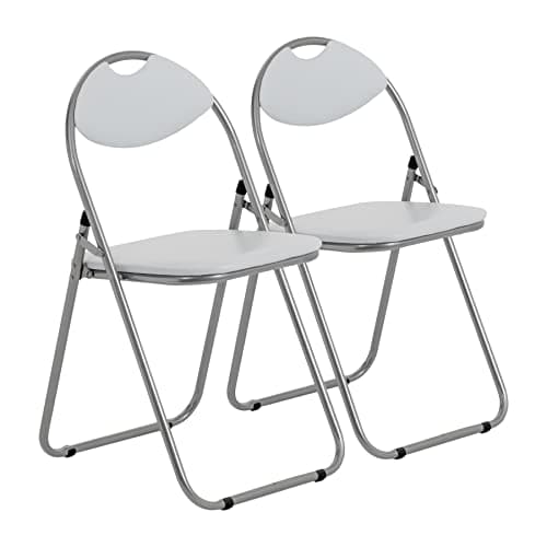 Image of Harbour Housewares Padded Folding Chair White - 2 Pack - Metal Frame Seat with Cushioned Backrest Easy Store Compact Design Durable Office, Dining, Bedroom or Event Seating Max Load 114kg