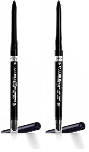 Image of L'Oréal Paris Gel Eyeliner, Intense Long-lasting Colour, Semi Permanent, Infallible Grip 36H Gel Automatic Eyeliner, Intense Black (Pack of 2)
