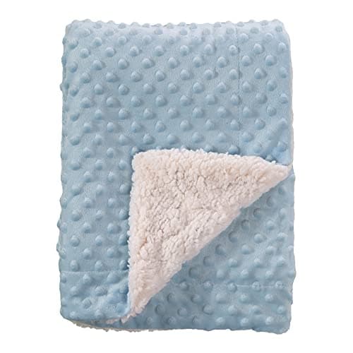 Image of CREVENT Soft Lightweight Warm Sherpa Backing Baby Throw Blanket for Infant Toddler Crib Cot Stroller Gift for Baby Boys and girls (75cmX100cm Blue dot)