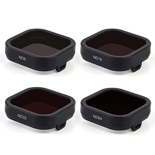 Image of GEPULY 4-Pack Camera Lens Filter Set ND8 ND16 ND32 ND64 Compatible for GoPro Hero 12 11 10 9 Black, Neutral Density Lens Filters Protector, ND Filter Multi Coated HD Protective Optical Glass Cover