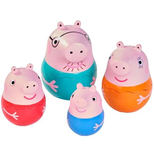 Image of Toomies Peppa Pig Nesting Family Bath Toy, Babies and Toddler Water Toys, Stacking and Nesting Figures for Sensory Play, Beach and Pool Toys, Easy to Clean, Peppa George Mummy Daddy, 18 Months and Up