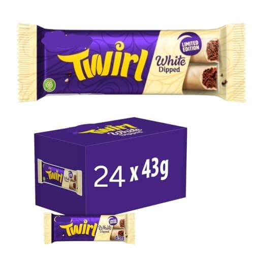 Image of Cadbry Twirl White Dipped Chocolate Bar 43g (24x Bars (Half Box))