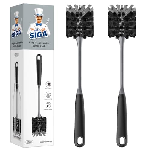 Image of MR.SIGA Long Handle Bottle Brush, Cleaning Brush for Water Bottle, Glassware, 2 Pack