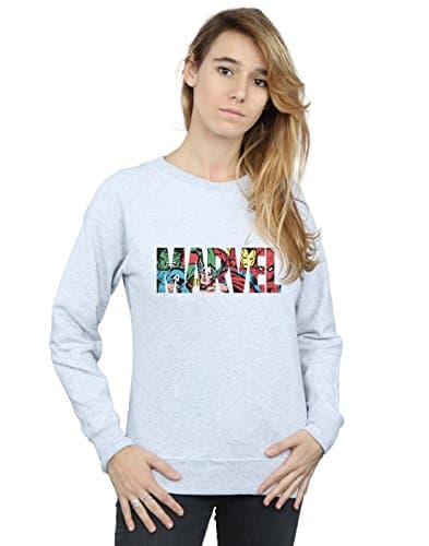 Image of Marvel Comics Women's Logo Character Infill Sweatshirt Heather Grey Medium