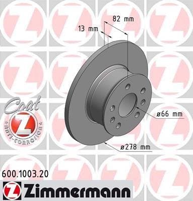 Image of ZIMMERMANN 600.1003.20 2x Front Brake Discs Diameter 278 mm Fully Compatible with VW Transporter II Bus 211615301A