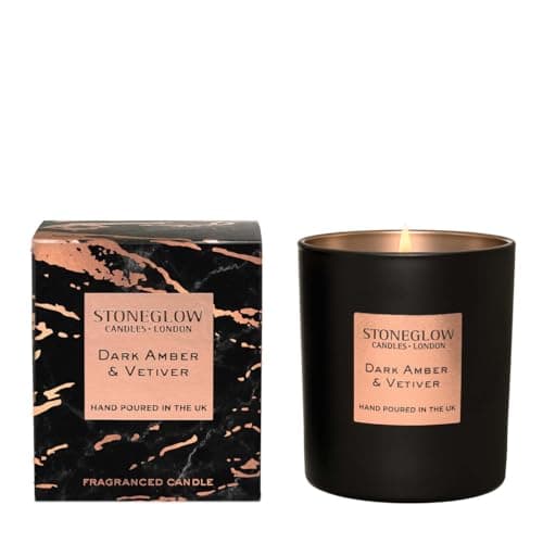 Image of Stoneglow Luna Collection - Dark Amber & Vetiver 220 Grams Scented Candle (Black & Copper)