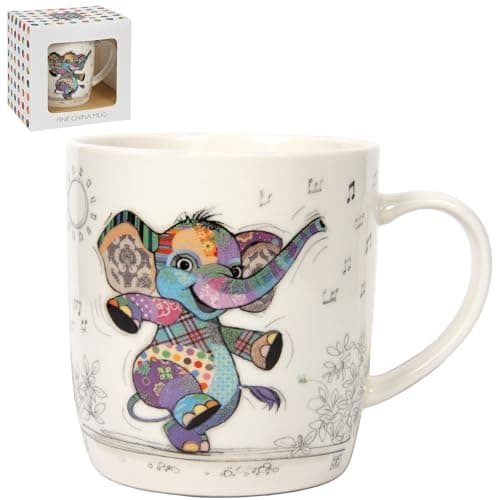 Image of Lesser & Pavey Bug Art Elly Elephant Mug for Hot Drinks | Fine China Mugs for Kitchen & Home | Reusable Ceramic Cups for Every Occasion | Durable Tea Cups for Long-Lasting Use