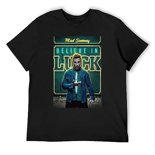 Image of wasktorn suar American Gods Mad Sweeney Believe in Luck Unisex 100% Cotton Short-Sleeve T-Shirts Black L