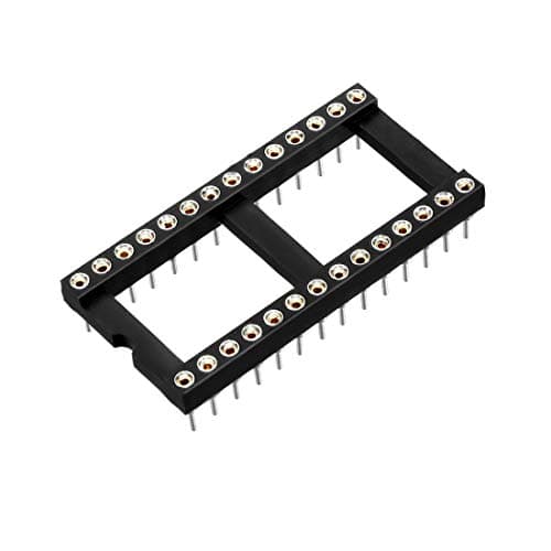 Image of sourcing map 6pcs DIP IC Chip Socket Adaptor 2.54mm Pitch 15.24mm Row Pitch2 Row 28 Round Pins Soldering