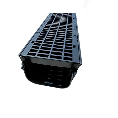 Image of 1 x CD410 Shallow Flow Drain Channel Drainage Plastic PVC Heavy Duty Including 2 x Endcaps or Water Rain Storm Shower Garden Driveway 1m